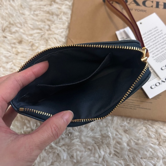 NWT❣️Coach Corner Zip Wristlet in Signature Denim Wallet Card Holder Case Blue - Picture 4 of 5